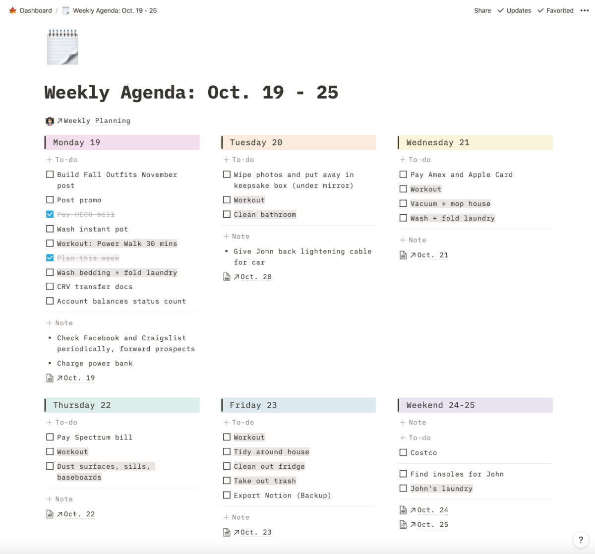 Notion Daily Planner Template